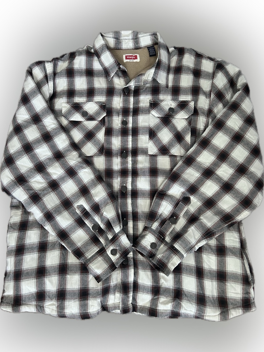 Wrangler Black and White Plaid Button-Down Flannel Shirt